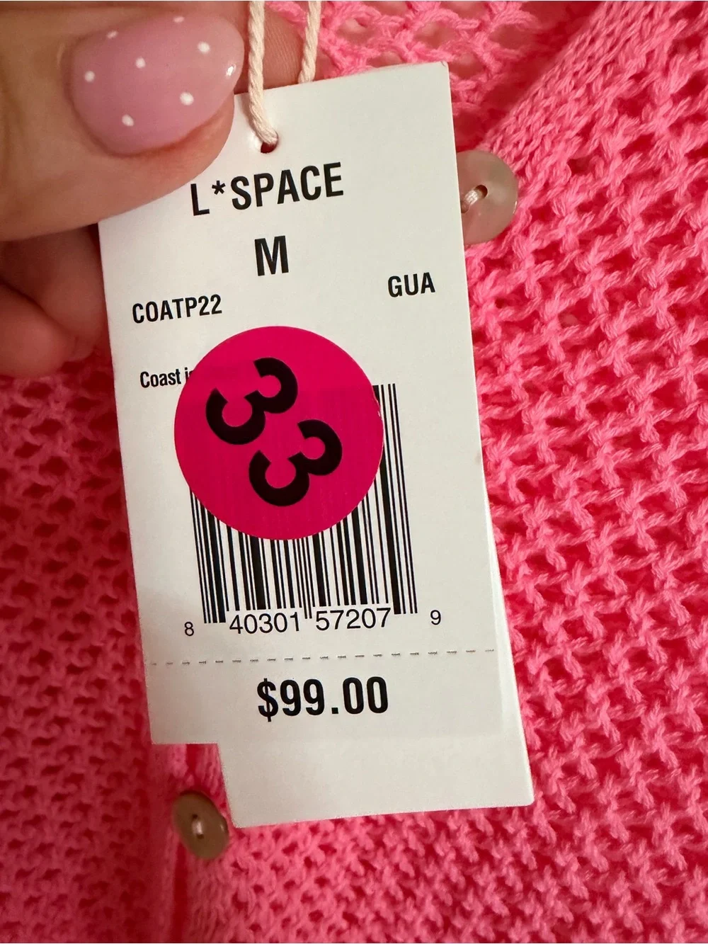 L*Space “Coast is Clear” Knit Mesh Coverup Top Pink M